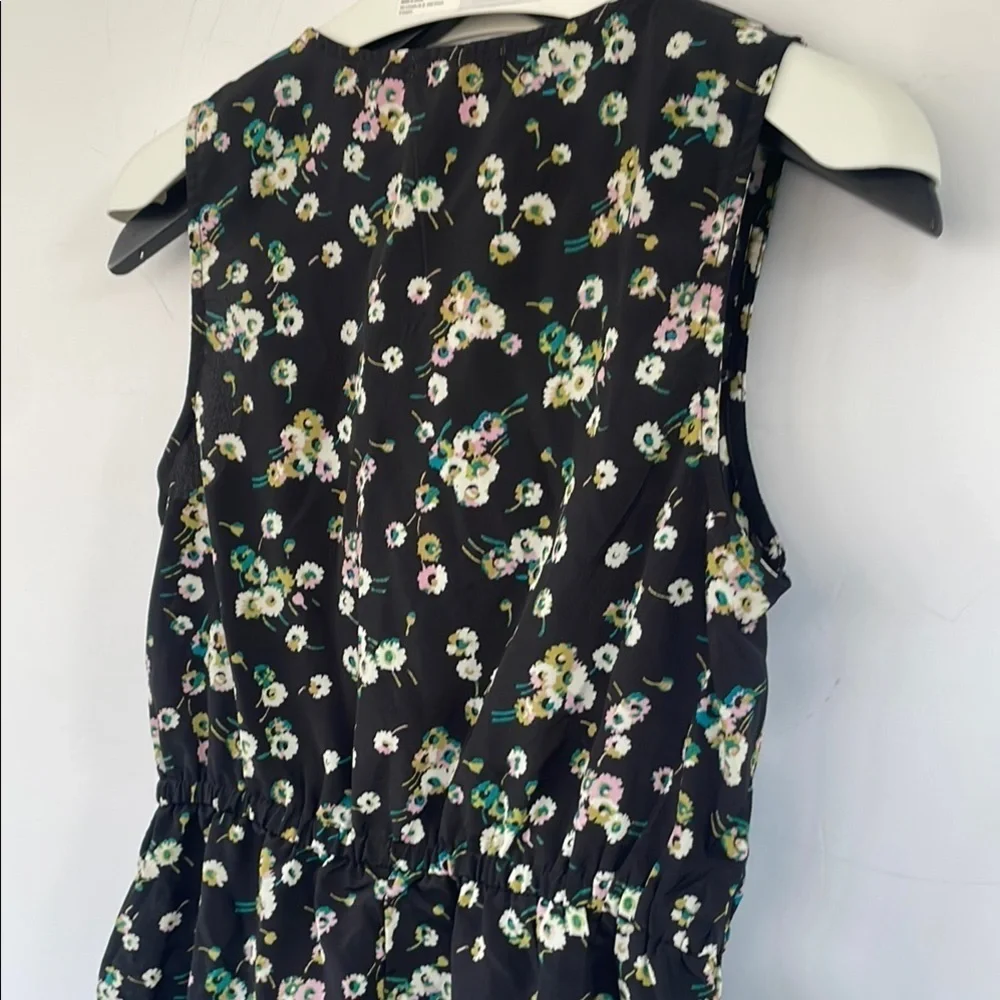 BeBop Black Floral Dress Decorative Sailor Bib Drawstring Waist Pockets Large